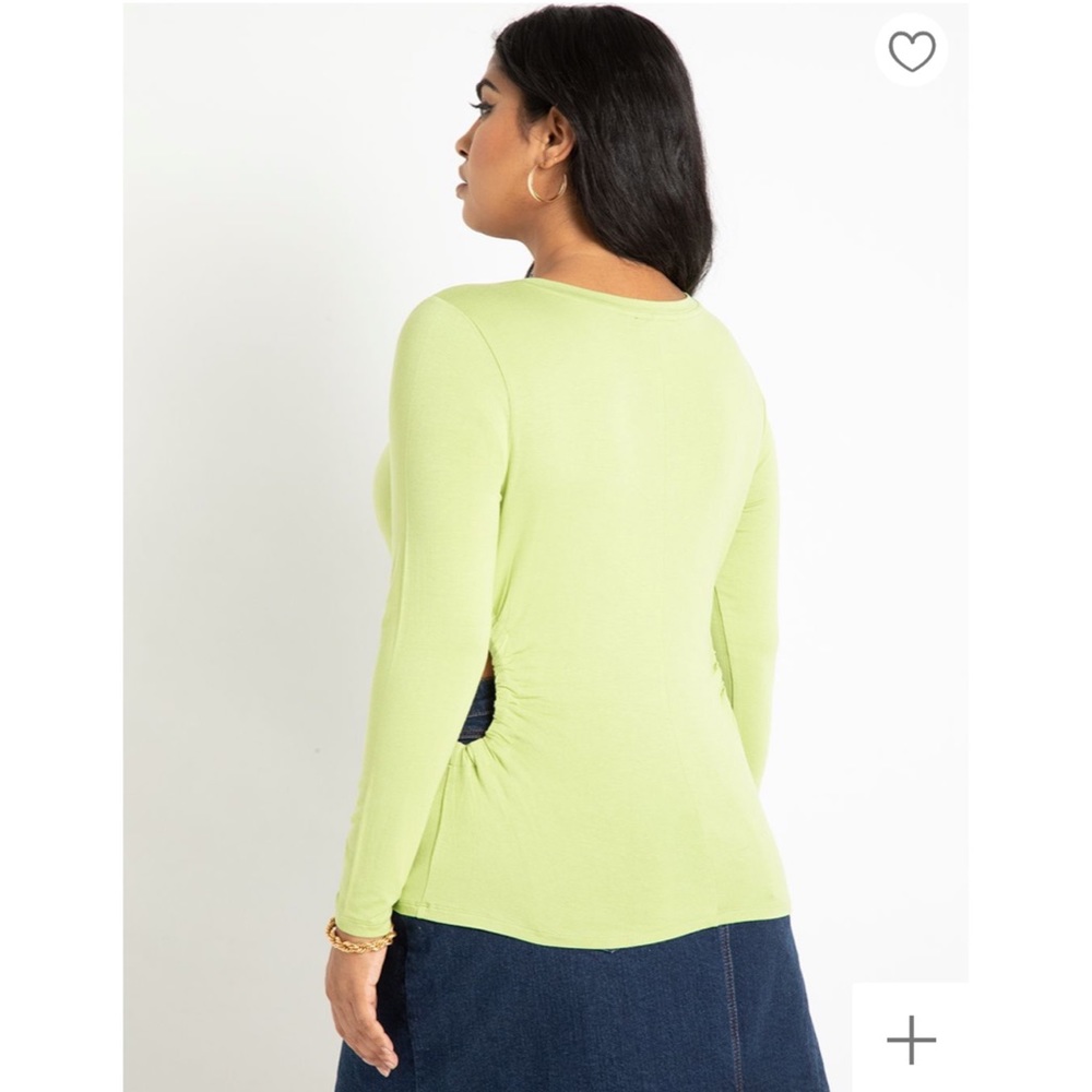 NWT ELOQUII Long Sleeve Top With Ruched Cutouts - Herbal Garden - Picture 3 of 10